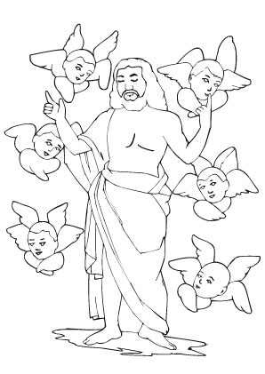 Ausmalbilder Jesus und Engel