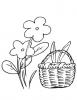 Ausmalbilder Osterkorb mit Häschen und Blumen