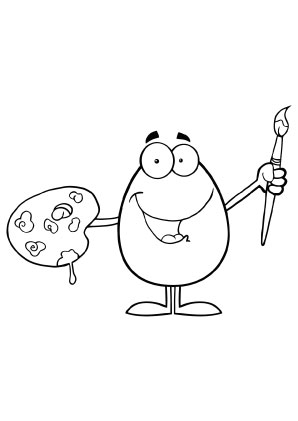 Ausmalbilder Osterei mit Pinsel