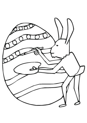 Ausmalbilder Osterhase beim Anmalen