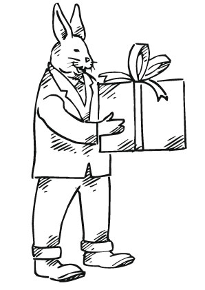 Ausmalbilder Osterhase mit Geschenk