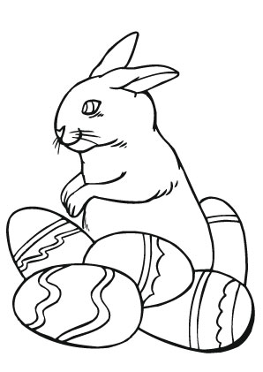 Ausmalbilder Osterhase mit vielen Eiern