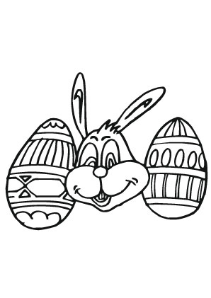 Ausmalbilder Süsser Osterhase mit Ostereier