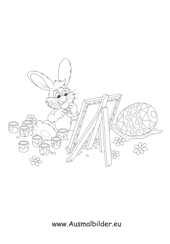 Ausmalbild Malender Osterhase